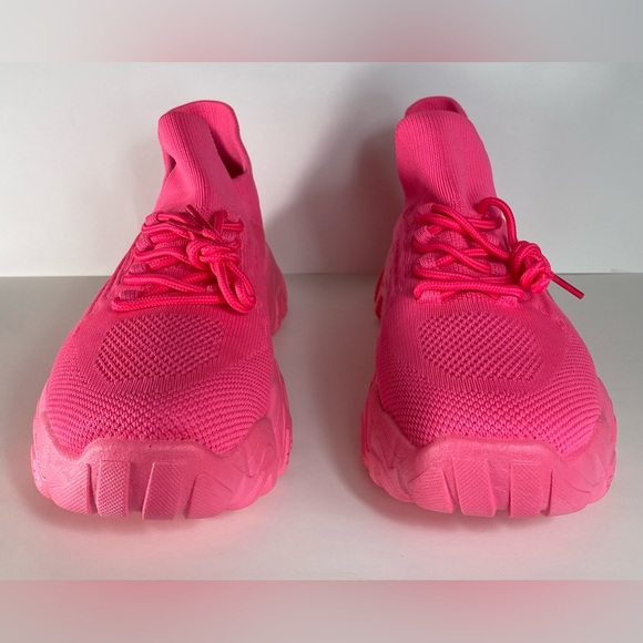 Women’s Pink Fashionable Lace Up Platform Sneakers size 10 - Picture 3 of 10